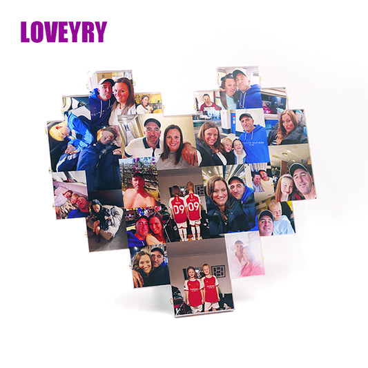 Custom Heart Shape Photo Collage Lamp