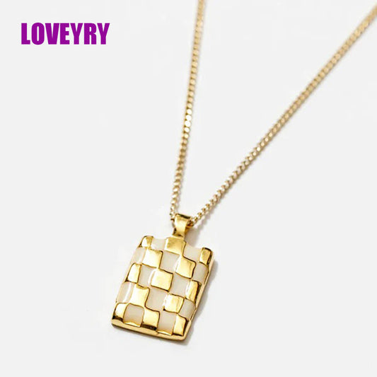 Gold Checkerboard Necklace