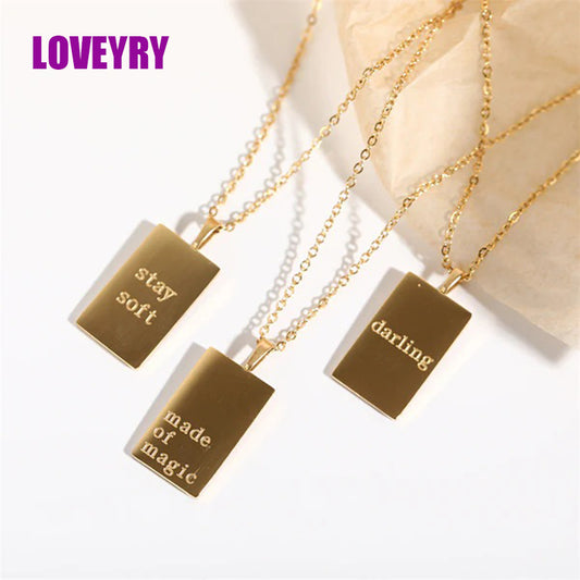 Minimalism Letter Square Pendant Necklace