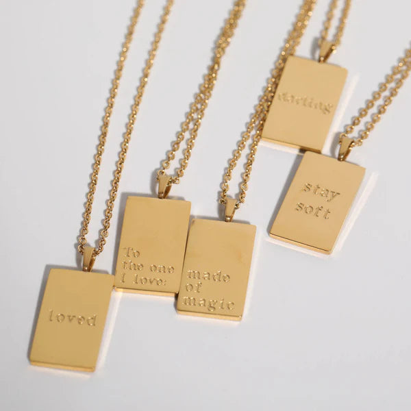 Minimalism Letter Square Pendant Necklace