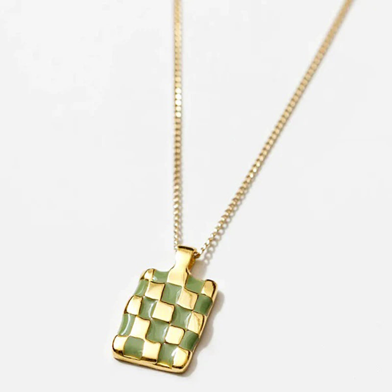 Gold Checkerboard Necklace