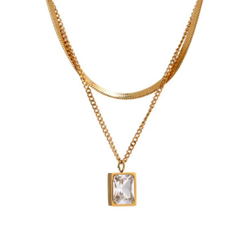 necklace mini exquisite square diamond crystal pendant necklace