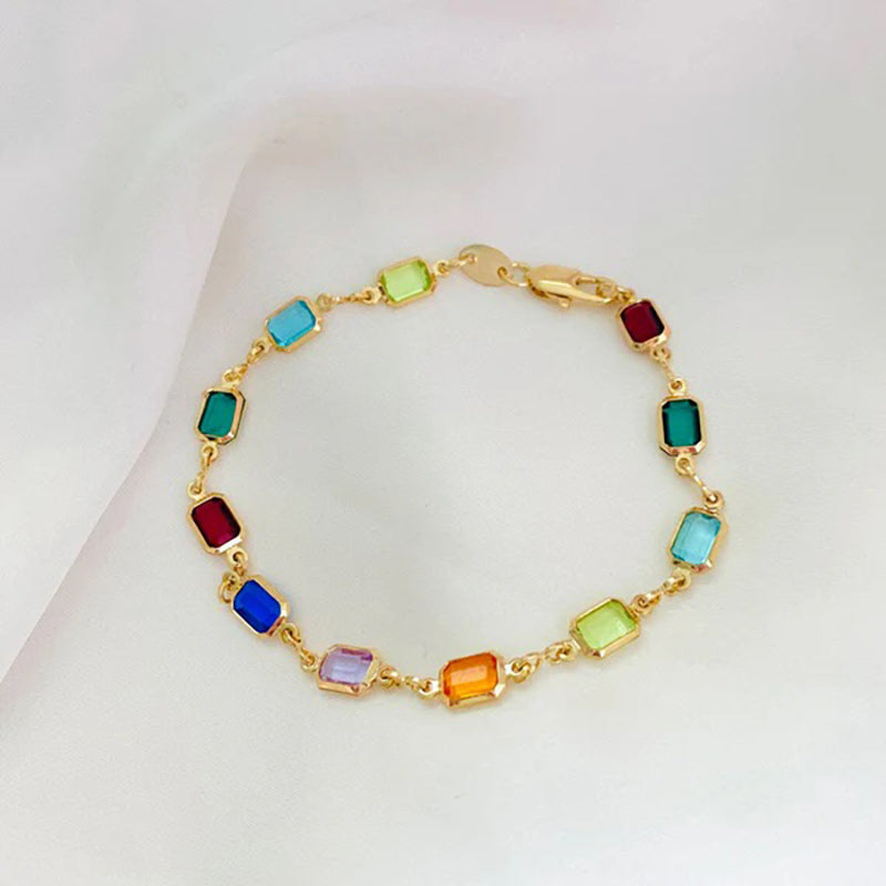 Rainbow Gemstone 18KT Gold Necklace/Bracelet/Anklet