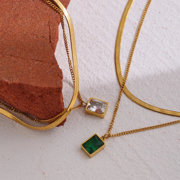 necklace mini exquisite square diamond crystal pendant necklace