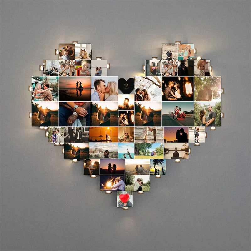 Custom Heart Shape Photo Collage Lamp